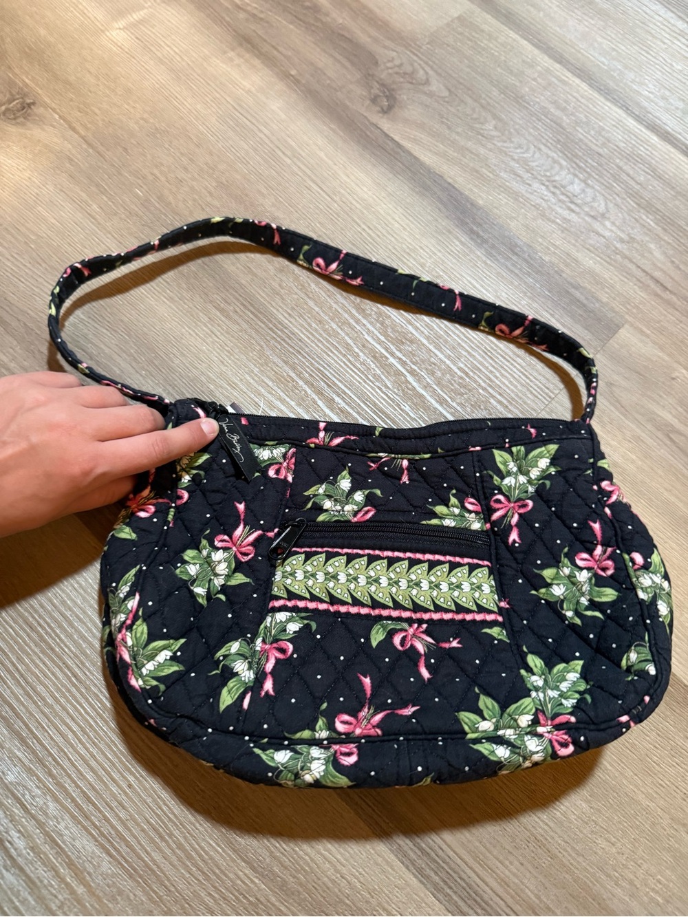 Y2K Limited Edition Vera Bradley Black Floral Quilted Shoulder Bag